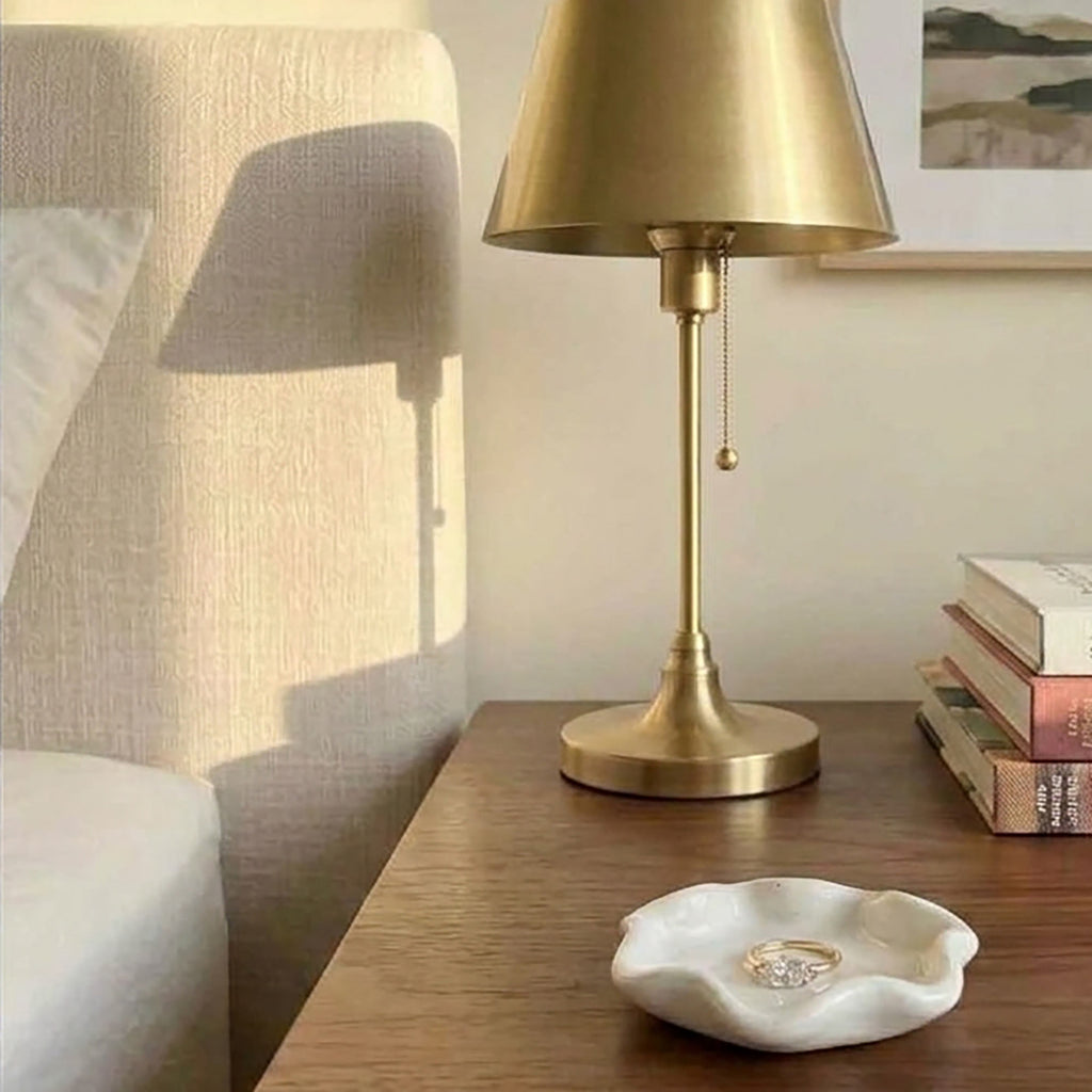 Handcrafted white ceramic wedding band trinket dish with wave edge — perfect for rings, earrings, and cufflinks