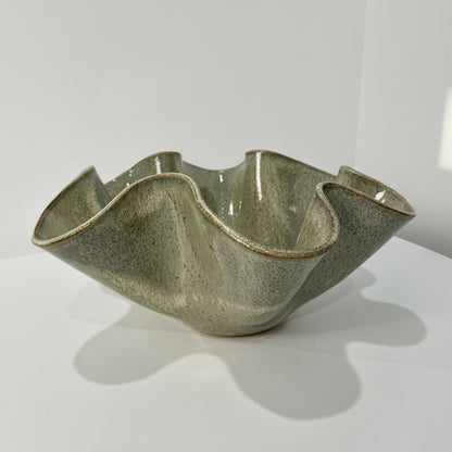 High sided Oversized Wave Bowl in Melted Mint Glaze