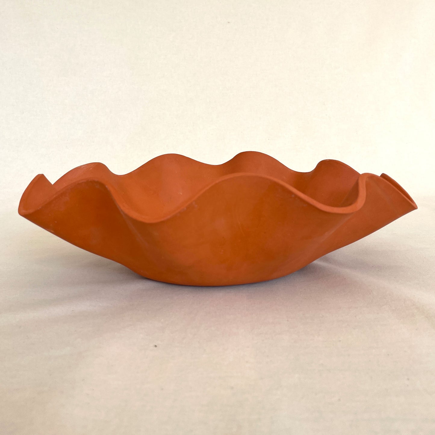 Large Terracotta Waved Bowl