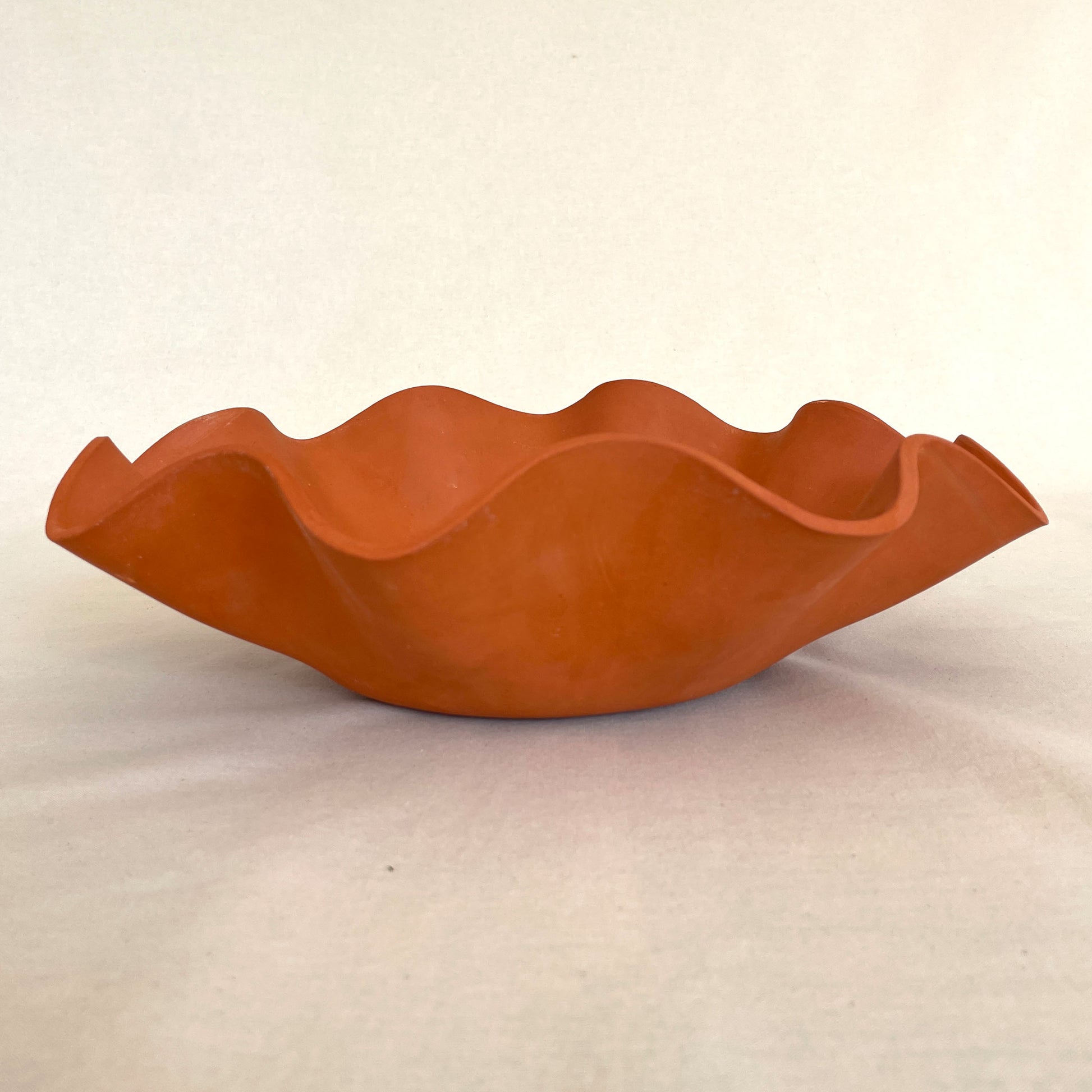 Large Terracotta Waved Bowl