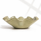 Large Handcrafted Wave Bowl in Melted Mint Glaze