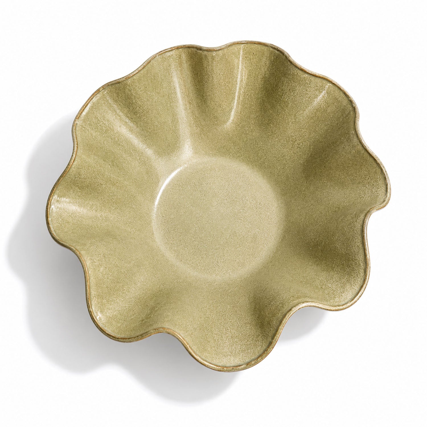 Large Handcrafted Wave Bowl in Melted Mint Glaze