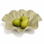 Large Handcrafted Wave Bowl in Melted Mint Glaze