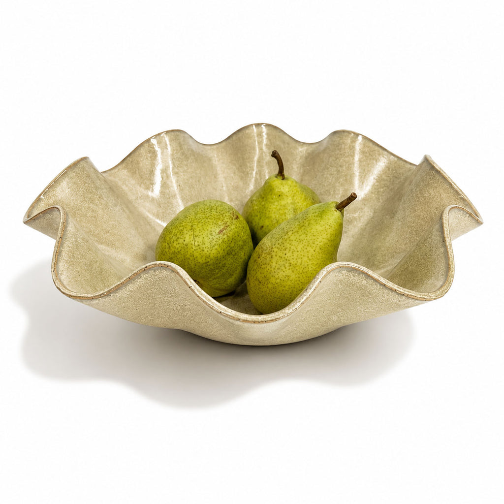 Large Handcrafted Wave Bowl in Melted Mint Glaze