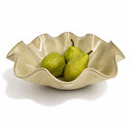 Large Handcrafted Wave Bowl in Melted Mint Glaze