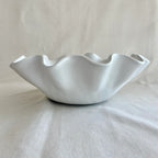 White Serving Bowl - Large - Uniform Ripples