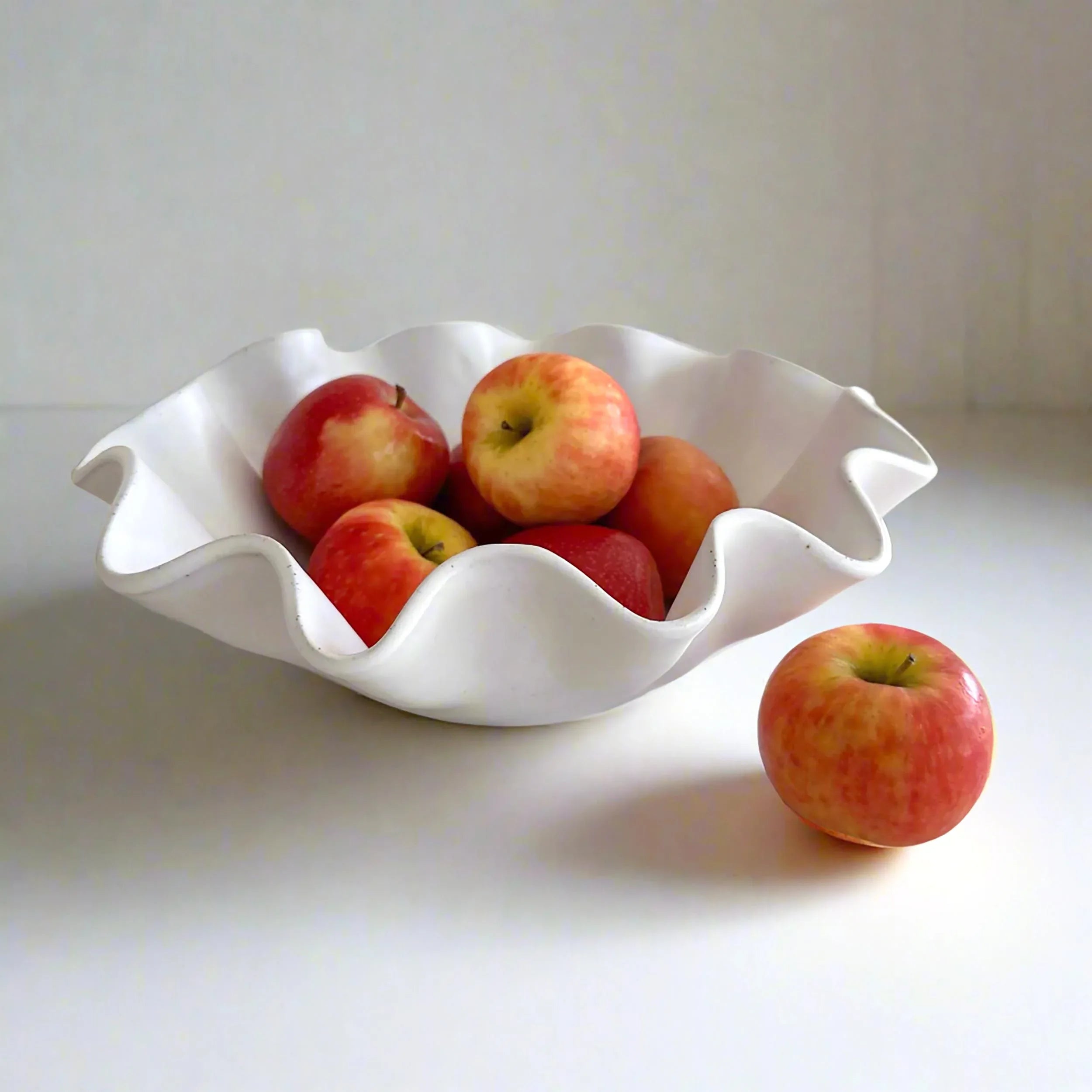 White Rippled Bowl - Large - Uniform Ripples