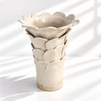 Tall Cylinder Petal Flower Vase - White