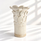 Tall Cylinder Petal Flower Vase - White