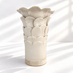 Tall Cylinder Petal Flower Vase - White