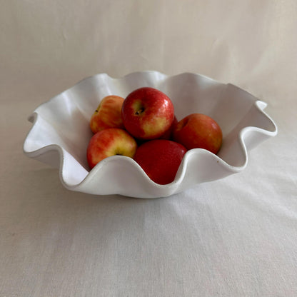 Large Fruit Bowl - White - Uniform Ripples