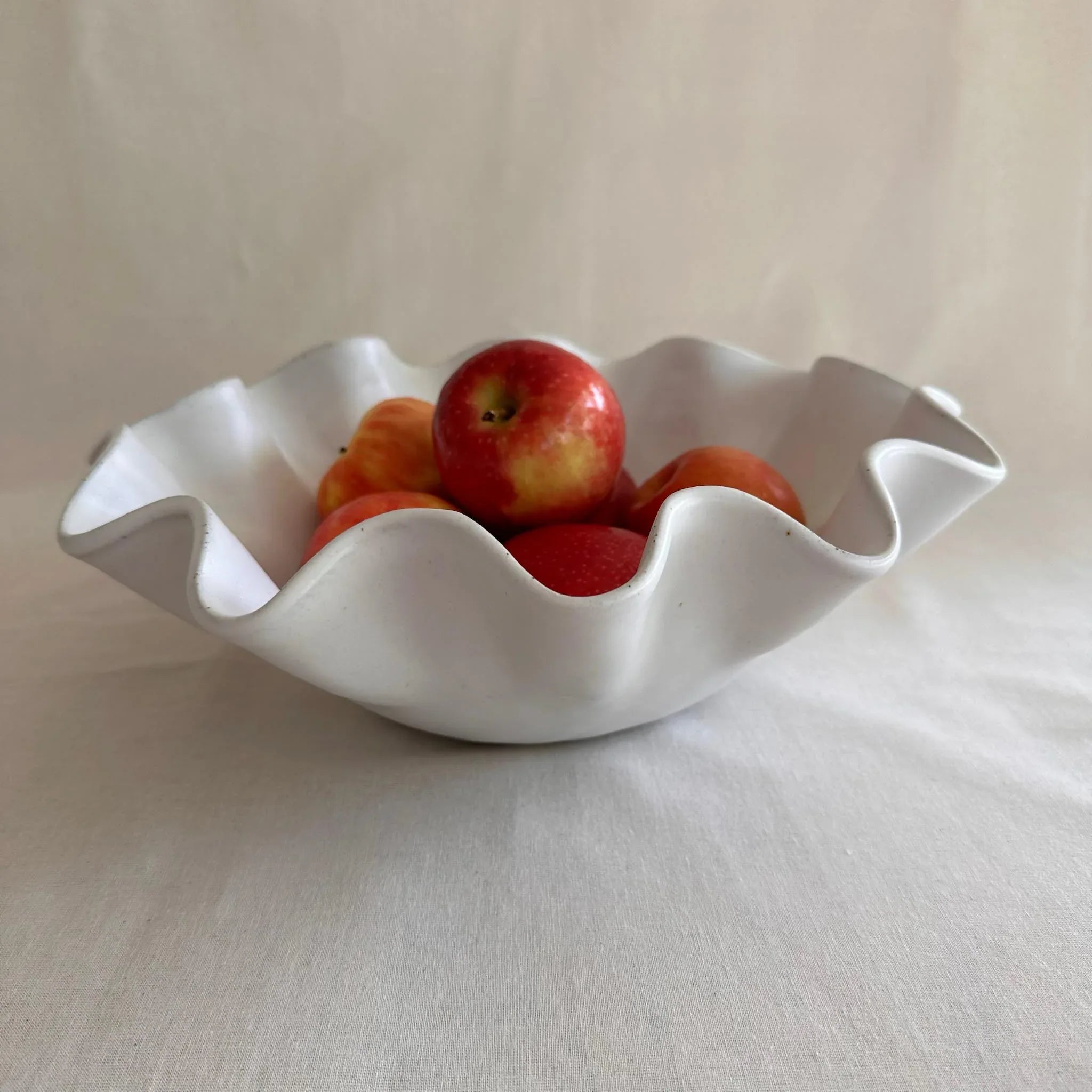 White Salad Bowl - Large - Uniform Ripples