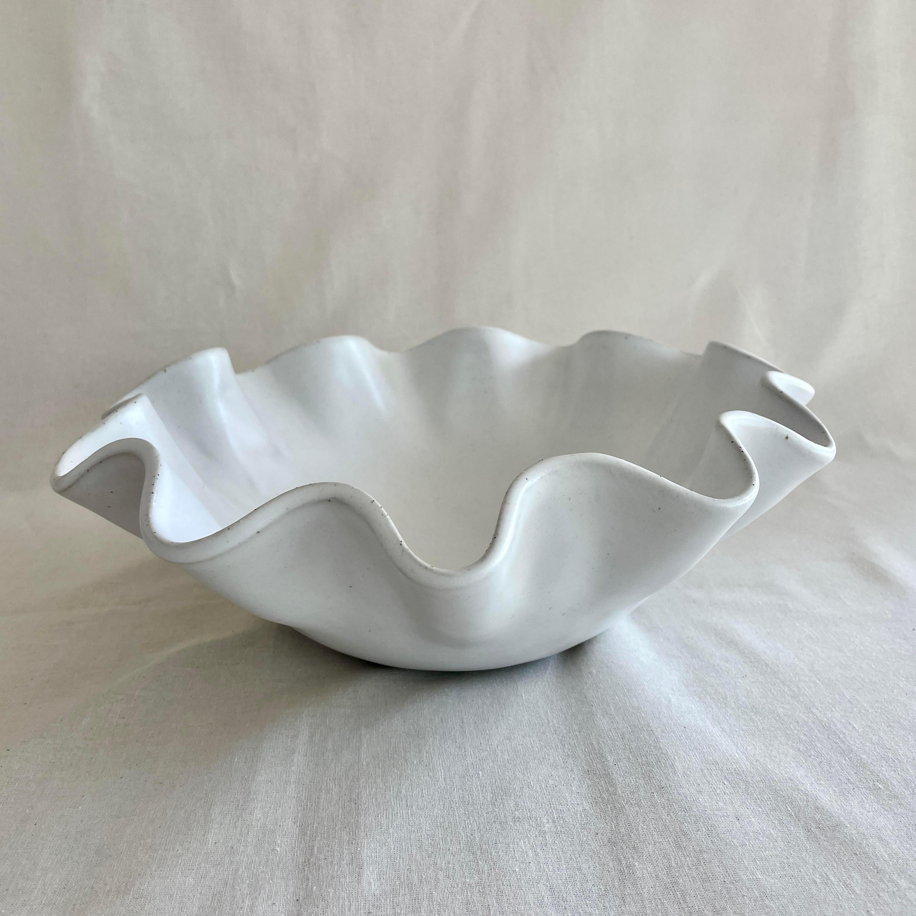 White Rippled Bowl - Large - Uniform Ripples