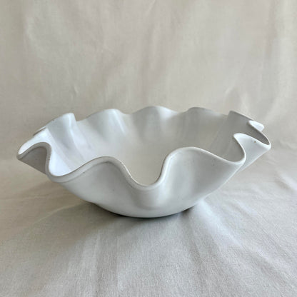 White Waved Bowl - Large - Uniform Ripples