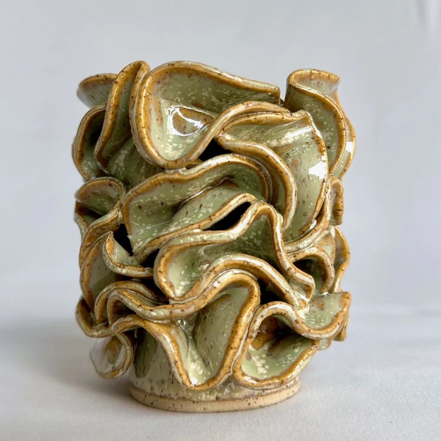 Gold-Green Ruffle Vase - Small