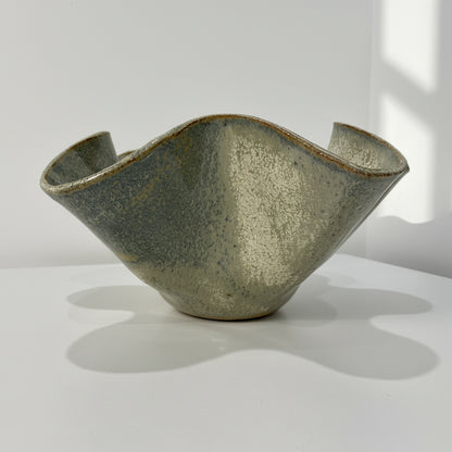 Ceramic Oversized Wave Bowl in Melted Mint Glaze