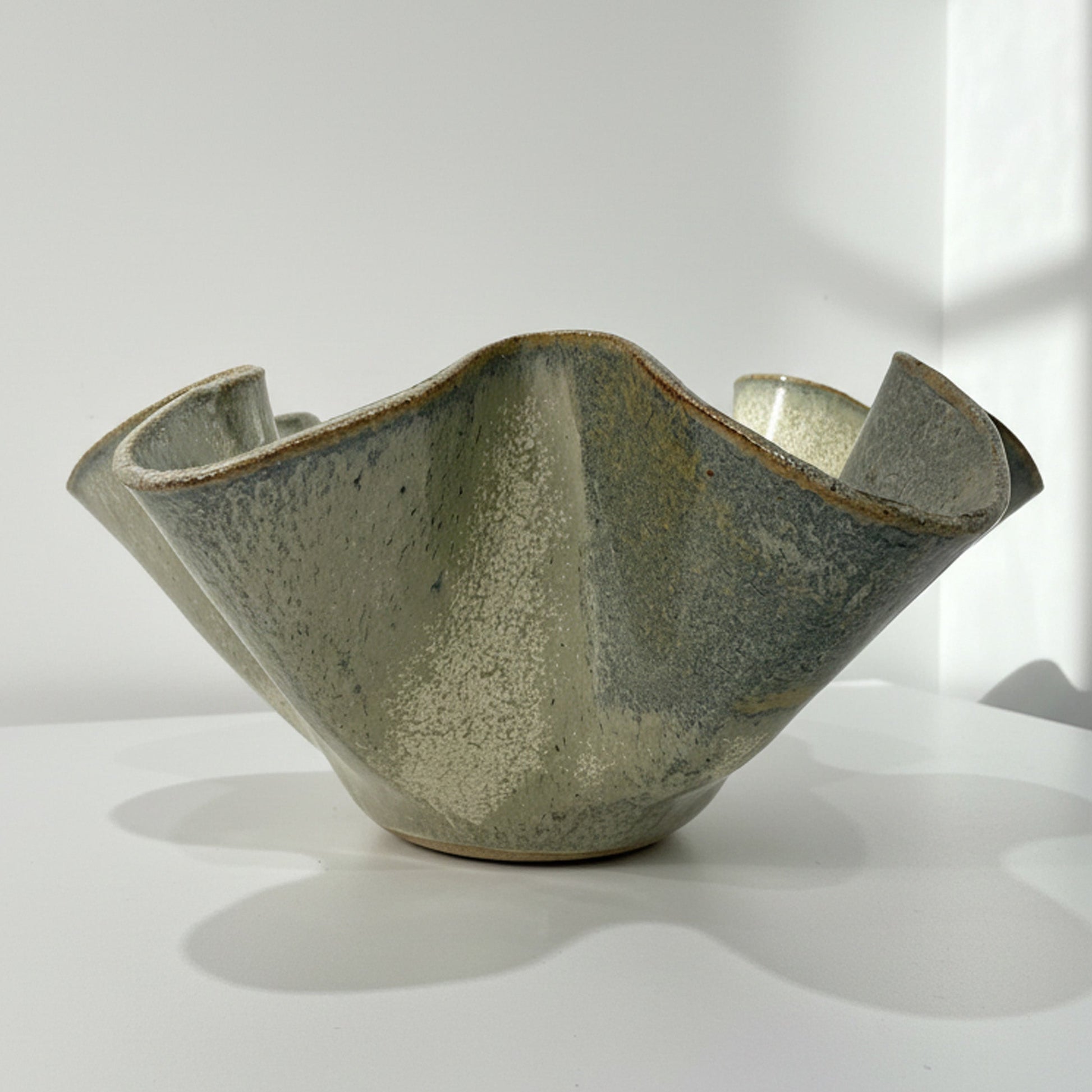 Oversized Wave Bowl in Melted Mint Glaze