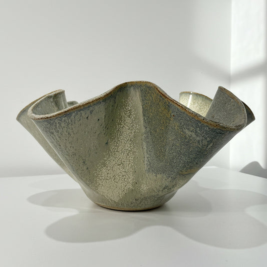 Oversized Wave Bowl in Melted Mint Glaze
