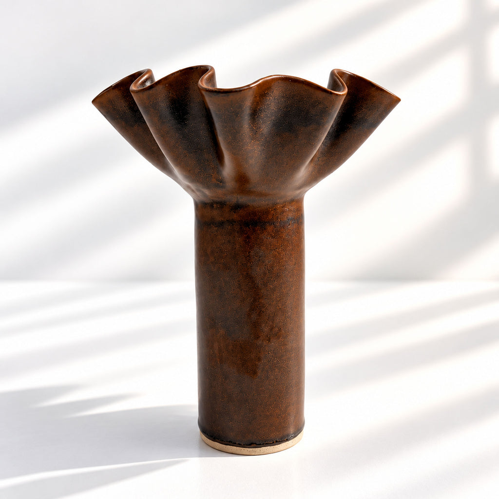 Chocolate Ruffle Vase - Tall