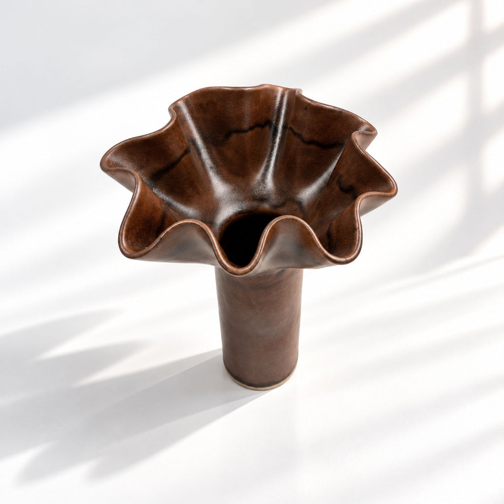 Chocolate Ruffle Vase - Tall