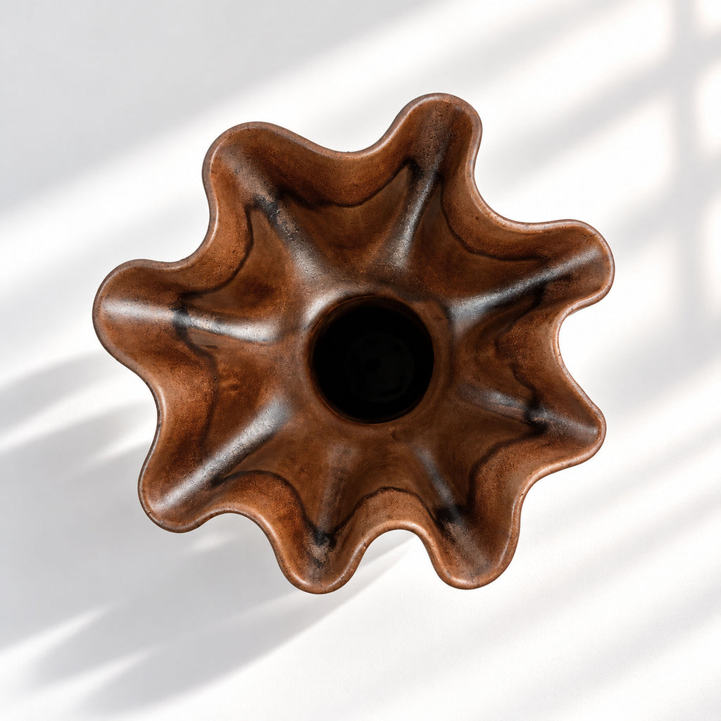 Chocolate Ruffle Vase - Tall