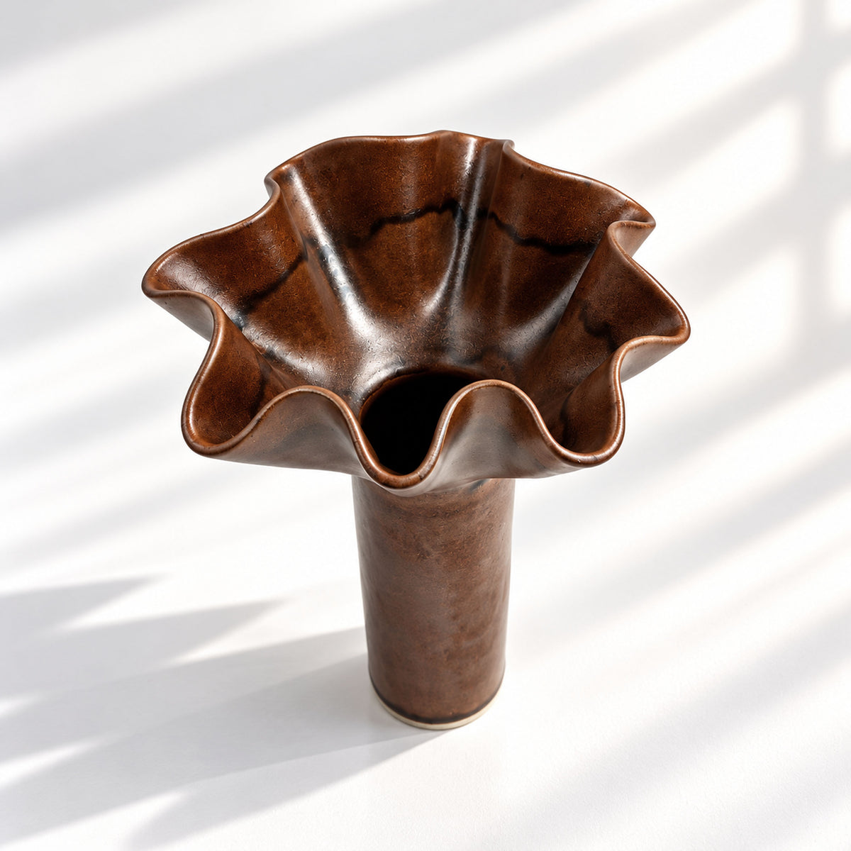 Chocolate Ruffle Vase - Tall