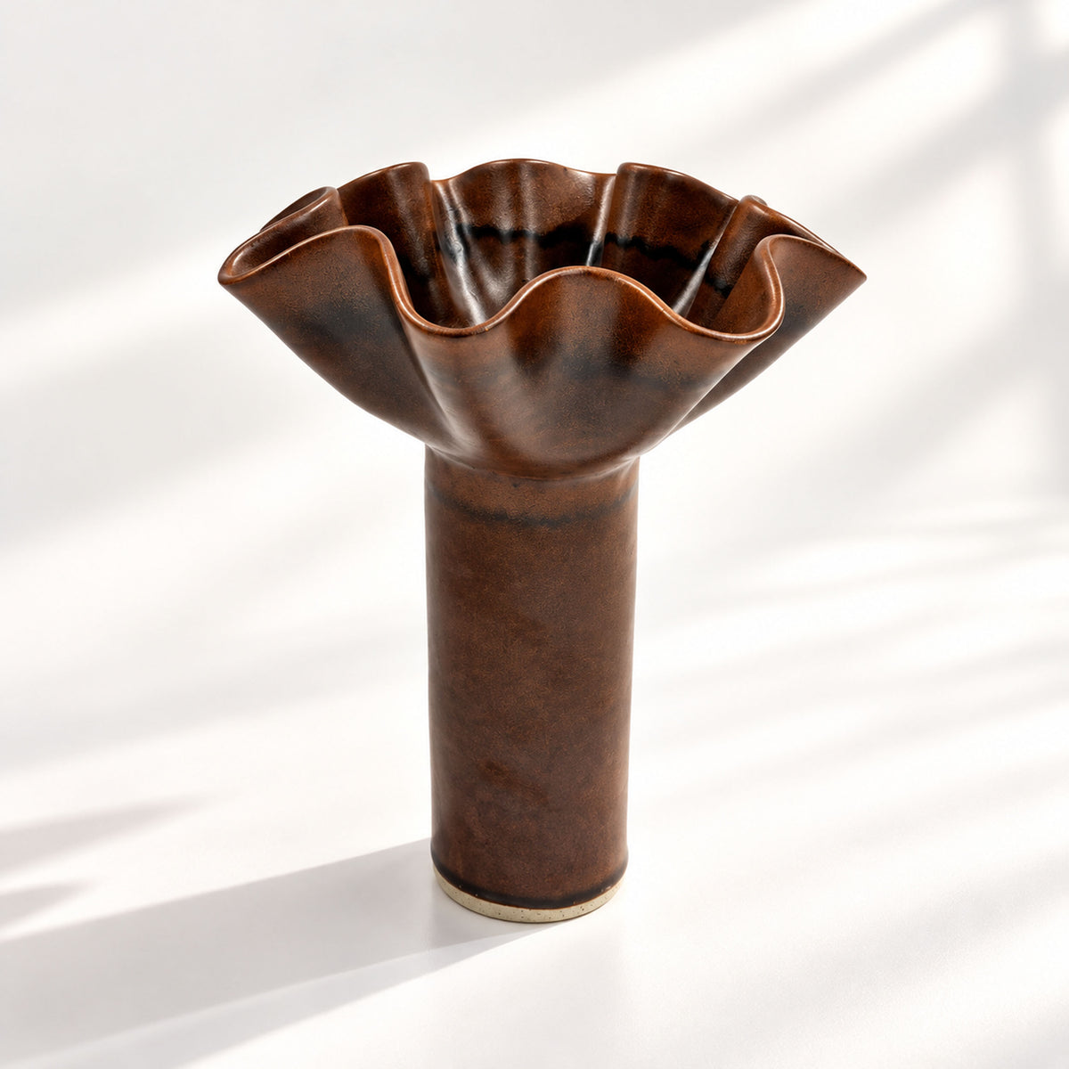 Chocolate Ruffle Vase - Tall