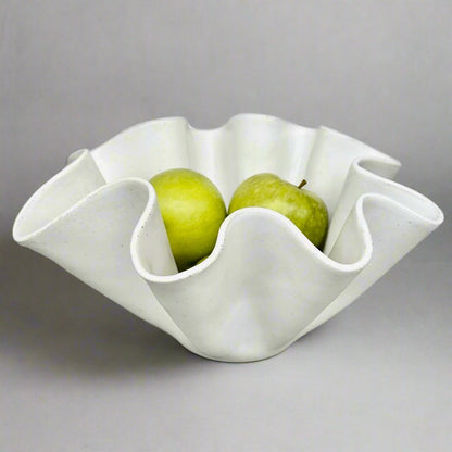 Tall Ceramic Wave Bowl - White