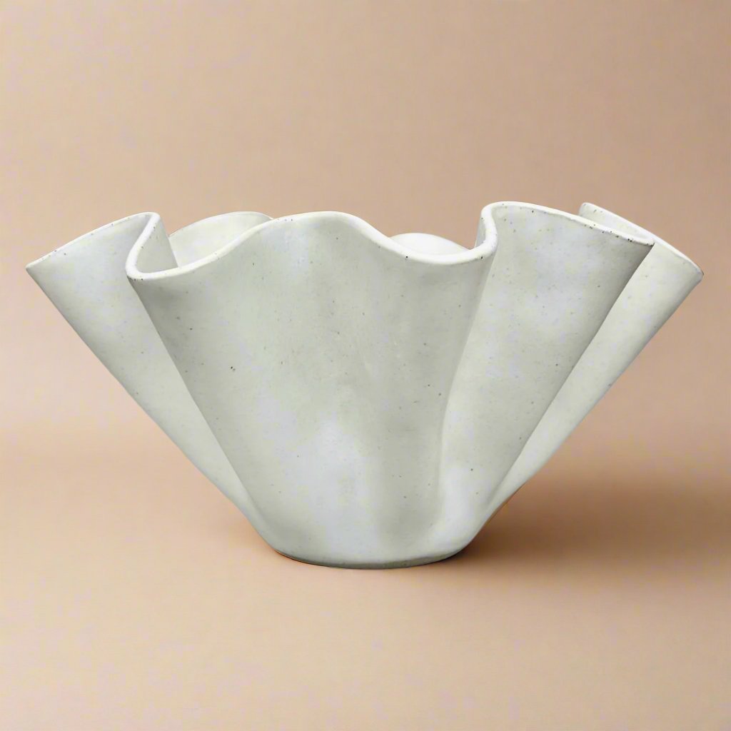 Ceramic Wave Pattern Bowl - White