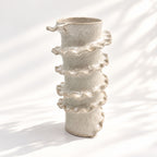 Tall Spiral Cylindrical Vase - White