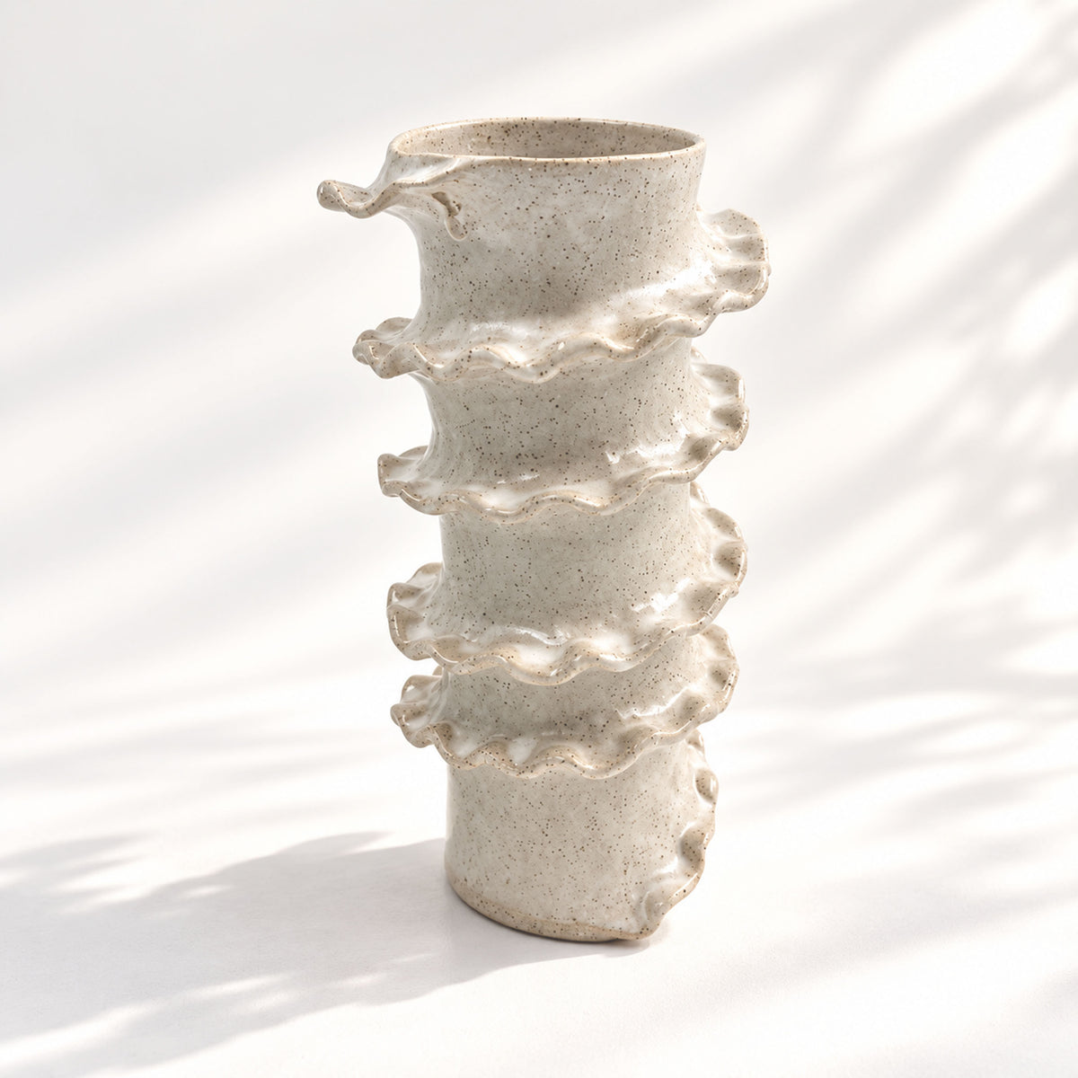 Tall Spiral Cylindrical Vase - White