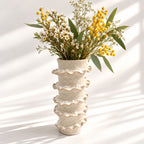 Tall Spiral Cylindrical Vase - White