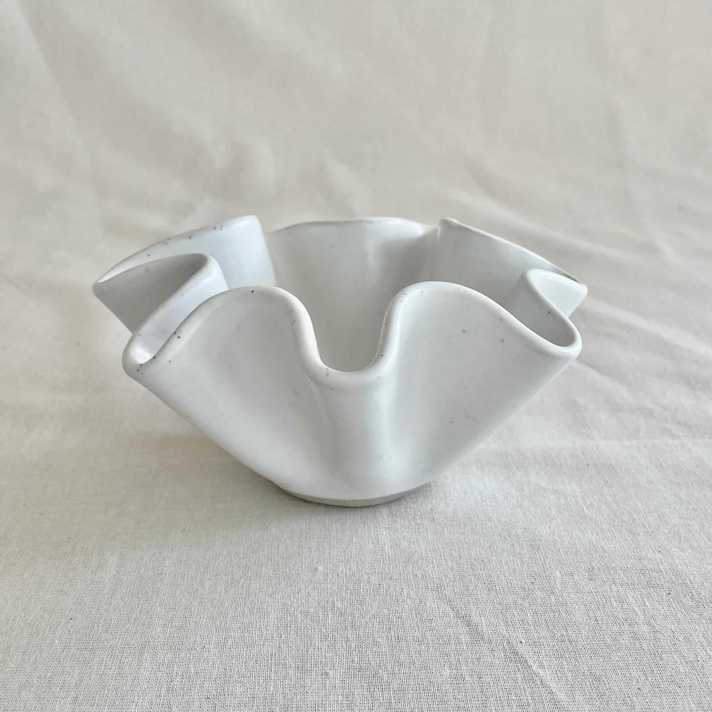 High Sided Wave Bowl - Medium/Small White - Irregular Form