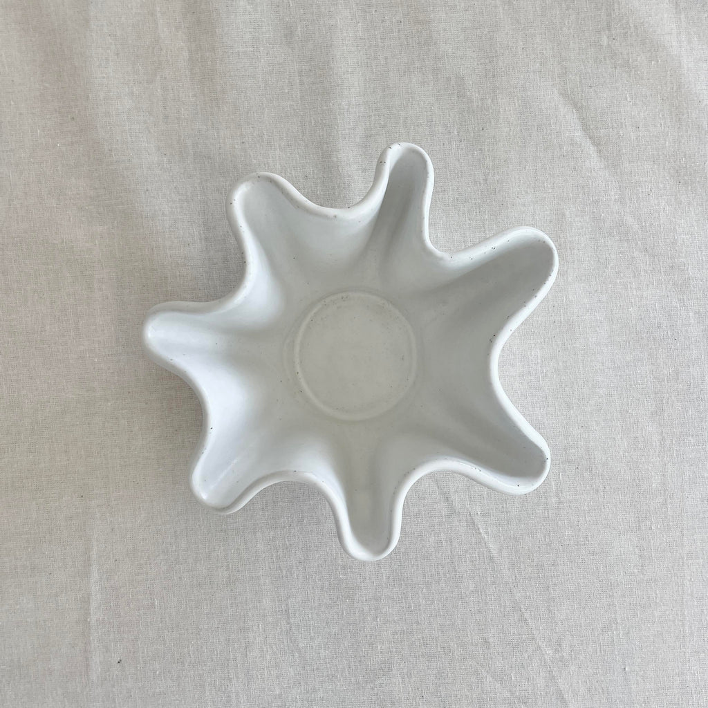 High Sided Wave Bowl - Medium/Small White - Irregular Form