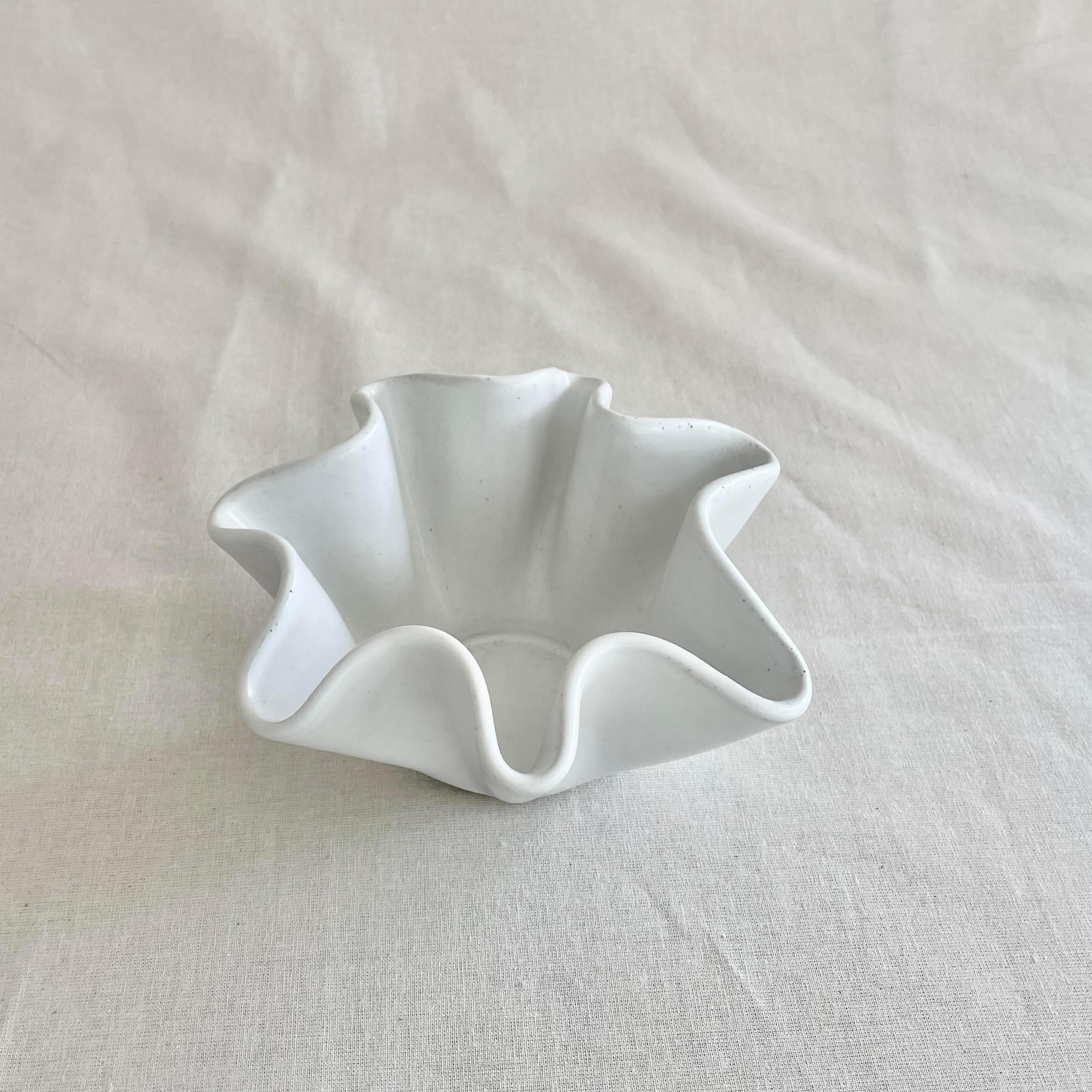 High Sided Wave Bowl - Medium/Small White - Irregular Form