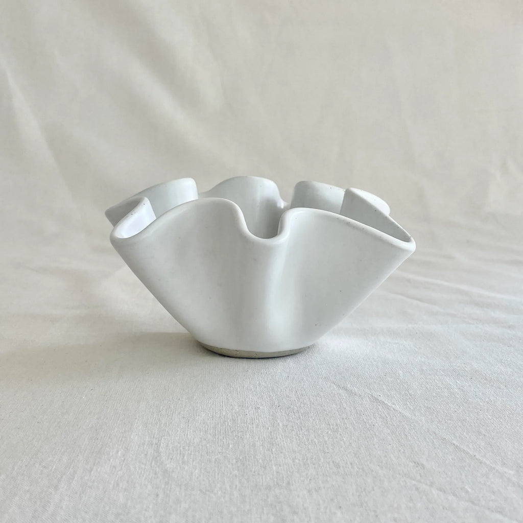 White Wave Bowl - Medium/Small White - Irregular Form